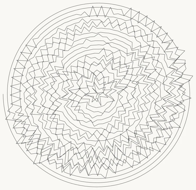 Spiral's stitches are all above the machine floor — no red dots at all