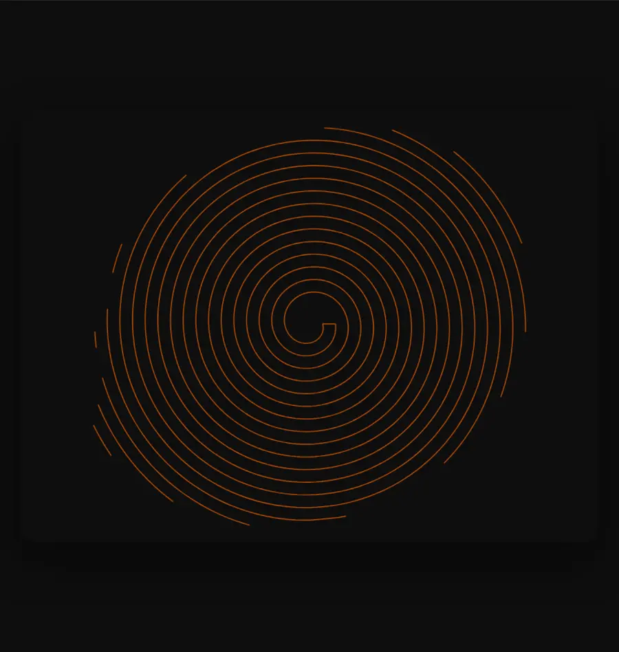 Spiral (Subject) fills the cap's silhouette with concentric rings