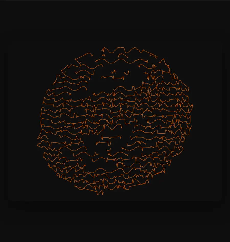 Wave draws rows of sine waves that tighten in the dark areas